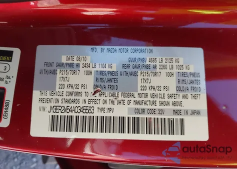 2010 Mazda Cx-7 I Sport z USA, uszkodzony, nr VIN JM3ER2W54A0345583